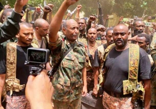 SAF commander in chief al-Burhan visits his troops inn Khartoum on May 302023