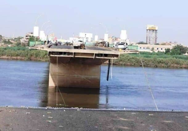Shambat bridge after its destruction on November 11, 2023