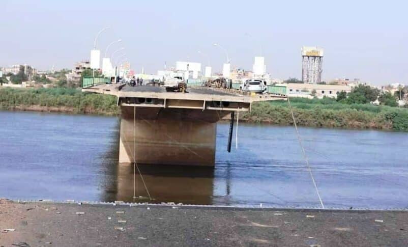 Shambat bridge after its destruction on November 11, 2023